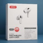 XO - سماعات اذن لاسلكية تي دبليو اس تي 5 بودز مع بلوتوث 5.4، صوت قوي، خاصية الغاء الضوضاء، وساعة ذكاء اصطناعي، مقاومة للماء بدرجة IPX4، وعمر افتراضي يصل الى 20، ابيض