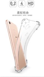 ⁦جراب حماية غوريلا شفاف ناعم من البولي يوريثين الحراري والسيليكون ممتص للصدمات بزاوية معززة وحماية كاملة للكاميرا لموبايل Oppo F5.⁩ - الصورة ⁦3⁩