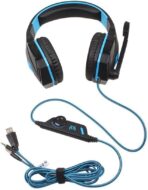 ⁦سماعة رأس سلكية بتصميم فوق الأذن مزود بميكروفون وإضاءة LED من كوزميك بايت، اصدار G4000 (قطعة واحدة بلون أزرق)، جهاز كمبيوتر⁩ - الصورة ⁦5⁩