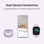 ⁦هواوي فري بادز 6i ذكي ديناميكي ايه ان سي 3.0، صوت جهوري قوي، شحن سريع، استماع أطول، مكالمات بدون تشتيت، مقاومة للعرق والماء IP54، اتصال ثنائي الجهاز، أبيض، لاسلكي، داخل الأذن⁩ - الصورة ⁦4⁩