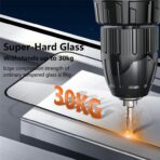 ⁦جوي رووم شاشة حماية من الزجاج المقوى (حافة سوداء) زجاج شفاف لموبايل آيفون 14 Pro Max (عالية الدقة HD+ ومقاومة للغبار)⁩ - الصورة ⁦5⁩