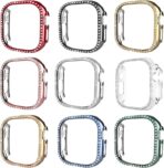 جراب ساعة استراس الماسي - حماية ضد الخدش والبصمات والكسر- مقاوم للماء والغبار- بتصميم أنيق للنساء والبنات.