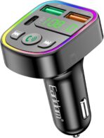 جهاز ارسال اف ام ومشغل ام بي 3 وشاحن سيارة يرلدوم M85، بلوتوث، USB، 3.1A 2 منفذ USB متوافق مع الموبايلات