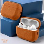 ⁦جراب جلد فاخر لسماعات AirPods Pro 2 الجيل الثاني، غطاء حماية مع خطاف معدني، تصميم أنيق مقاوم للخدوش والصدمات، سهل الحمل.⁩ - الصورة ⁦4⁩