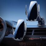 ⁦شاحن سيارة لاسلكي سريع 15 وات، حامل موبايل ذكي يثبت على فتحة التهوية مع دوران 360° بتوافق شامل وآمن لـ آيفون 15/14/13/12/11 وسامسونج جالاكسي S23/S22/S21.⁩ - الصورة ⁦6⁩