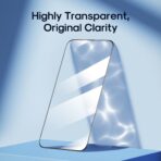 ⁦جوي رووم شاشة حماية من الزجاج المقوى (حافة سوداء) زجاج شفاف لموبايل آيفون 14 Pro Max (عالية الدقة HD+ ومقاومة للغبار)⁩ - الصورة ⁦7⁩