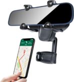 حامل موبايل لمرآة صالون السيارة يونيفرسال 203  بأذرع قابلة للتعديل ومفاصل كروية قابلة للدوران 360 درجة، مما يسمح بتدوير الشاشة أفقيًا ورأسيًا.