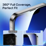 ⁦جوي رووم شاشة حماية من الزجاج المقوى  (شاشة كاملة بدرجة إمالة 2.5 وحافة سوداء) زجاج شفاف لموبايل آيفون 16 برو  (عالية الدقة HD+ ومقاومة للغبار)⁩ - الصورة ⁦6⁩