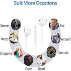 ⁦سماعات للرأس 3.5 ملم خفيفة الوزن بكابل وميكروفون وتحكم في مستوى الصوت لاجهزة ايفون وايبود وايباد وام بي 3 وهواوي وسامسونج، سلكي، على الاذن، أبيض⁩ - الصورة ⁦2⁩