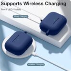 ⁦حافظة حماية سيليكون مضادة للصدمات مع حلقة تعليق لكامل الهيكل لسماعات ايربودز برو 2 موديل 2022 [ضوء LED امامي] - متوافقة مع ابل ايربودز برو الجيل الثاني الجديدة.⁩ - الصورة ⁦2⁩