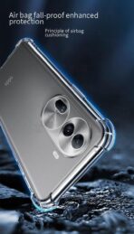 ⁦جراب حماية غوريلا شفاف ناعم من البولي يوريثين الحراري والسيليكون ممتص للصدمات بزاوية معززة وحماية كاملة للكاميرا لموبايل Oppo Reno 11 5G.⁩ - الصورة ⁦5⁩