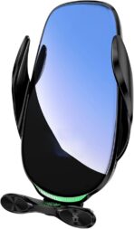 شاحن سيارة لاسلكي سريع 15 وات، حامل موبايل ذكي يثبت على فتحة التهوية مع دوران 360° بتوافق شامل وآمن لـ آيفون 15/14/13/12/11 وسامسونج جالاكسي S23/S22/S21.