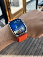 ⁦ساعة ذكية X9 الترا سمارت بشاشة سوبر اموليد 2.02 بوصة متوافقة مع تطبيق ويرفيت برو لنظامي iOS واندرويد مقاومة للماء بمعيار Ipx67 لون جولد سوار اورنج، برتقالي⁩ - الصورة ⁦5⁩