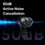 ⁦سماعات اذن ريلمي بودز اير 5 مع خاصية الغاء الضوضاء النشطة 50 ديسيبل مكبر صوت باس ديناميكي 12.4 ملم ومدة تشغيل تصل الى 38 ساعة .⁩ - الصورة ⁦5⁩