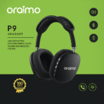 سماعات أوريمو OR-P9 اللاسلكية مع ميكروفون مخفي للارتداء فوق الأذن بصوت ستيريو للألعاب تدعم بطاقة مايكرو تي اف ويمكن ربطها باللاب توب والموبايل والكمبيوتر.