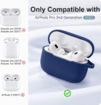 ⁦حافظة حماية سيليكون مضادة للصدمات مع حلقة تعليق لكامل الهيكل لسماعات ايربودز برو 2 موديل 2022 [ضوء LED امامي] - متوافقة مع ابل ايربودز برو الجيل الثاني الجديدة.⁩ - الصورة ⁦5⁩