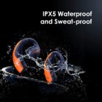 ⁦سماعات اذن مفتوحة-اورايمو اوبن بودز 4 ميكروفونات اينك لاسلكية وقت تشغيل 40 ساعة مقاومة للماء بدرجة اي بي اكس 5 مشغل ديناميكي 16 ملم مع خطافات للجري والتدريبات .⁩ - الصورة ⁦6⁩