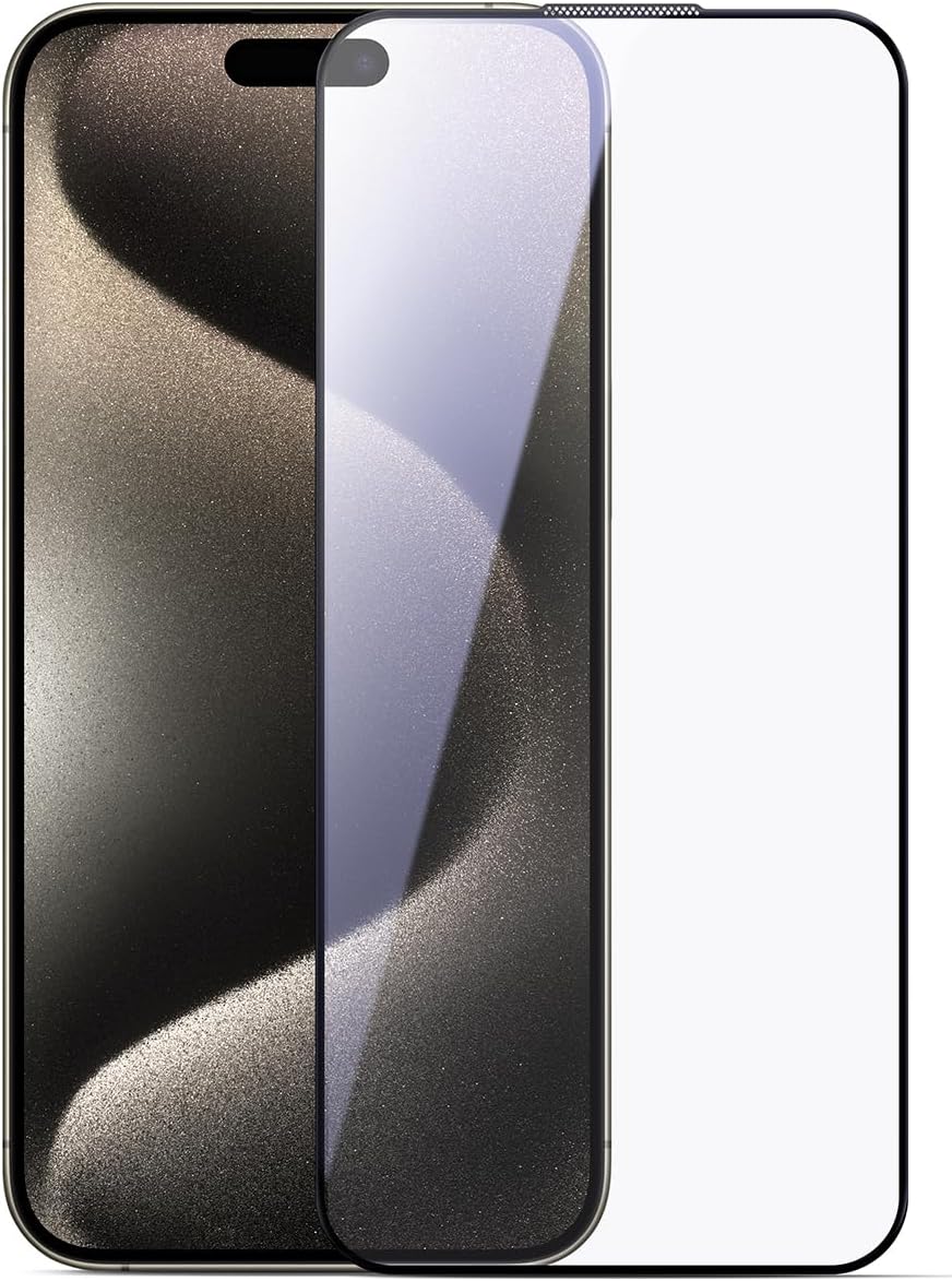 714e6Qo2kGL._AC_SL1500_ جوي رووم شاشة حماية من الزجاج المقوى (حافة سوداء) زجاج شفاف لموبايل آيفون 14 Pro Max (عالية الدقة HD+ ومقاومة للغبار) - الصورة 1