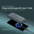 ⁦شاحن باور بانك توست 15 فلاش 10000 مللي امبير في الساعة من اورايمو مع شحن سريع 15 وات من النوع C، مخرج ثلاثي USB ونوع C، توصيل الطاقة، مدخل نوع C، حماية متعددة الطبقات وجزء خارجي ثلاثي الأبعاد⁩ - الصورة ⁦5⁩