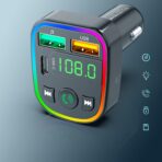 ⁦جهاز ارسال اف ام ومشغل ام بي 3 وشاحن سيارة يرلدوم M85، بلوتوث، USB، 3.1A 2 منفذ USB متوافق مع الموبايلات⁩ - الصورة ⁦2⁩