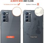 ⁦جراب حماية غوريلا شفاف ناعم من البولي يوريثين الحراري والسيليكون ممتص للصدمات بزاوية معززة وحماية كاملة للكاميرا لموبايل Oppo Reno 6 4G.⁩ - الصورة ⁦5⁩