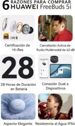 ⁦سماعات اذن فري بادز 5i اللاسلكية من هواوي، سماعات اذن بخاصية الغاء الضوضاء مع عمر بطارية طويل الامد - سماعات اذن بلوتوث ومقاومة للماء مع صوت عالي الدقة معتمدة .⁩ - الصورة ⁦14⁩