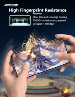 ⁦جوي رووم شاشة حماية من الزجاج المقوى (حافة سوداء) زجاج شفاف لموبايل آيفون14 PRO MAX(عالية الدقة HD+ ومقاومة للغبار)⁩ - الصورة ⁦10⁩