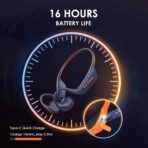 ⁦سماعات رأس بلوتوث مفتوحة الأذن من Oraimo - OPN-40D -تقنية إلغاء الضوضاء ENC  بميكروفونين وصوت عالي الوضوح في المكالمات إشعارات منبثقة، إقران سريع من جوجل   أزرق .⁩ - الصورة ⁦5⁩