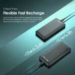 ⁦شاحن باور بانك توست 15 فلاش 10000 مللي امبير في الساعة من اورايمو مع شحن سريع 15 وات من النوع C، مخرج ثلاثي USB ونوع C، توصيل الطاقة، مدخل نوع C، حماية متعددة الطبقات وجزء خارجي ثلاثي الأبعاد⁩ - الصورة ⁦6⁩