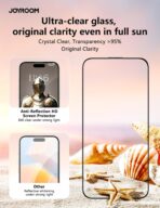 ⁦جوي رووم شاشة حماية من الزجاج المقوى (حافة سوداء) زجاج شفاف لموبايل آيفون 15 (عالية الدقة HD+ ومقاومة للغبار)⁩ - الصورة ⁦8⁩