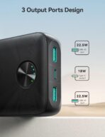 ⁦شاحن باور بانك للشحن السريع JR-PBF16 بقوة شحن 22.5 وات وسعة بطارية 20000 مللي امبير في الساعة بإضاءة ليد من جوي رووم⁩ - الصورة ⁦4⁩