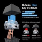⁦لوحة مفاتيح ميكانيكية للألعاب K552 كومارا من ريدراجون إضاءة بألوان متعددة شيري ميكس، لون أزرق عند الغلق.⁩ - الصورة ⁦6⁩