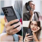 ⁦جراب حماية خلفي كام شيلد برو مع واقي عدسة كاميرا منزلق من البولي كربونات وإطار من البولي يوريثين المقاوم للحرارة للحماية من الصدمات لموبايل سامسونج جالاكسي S25 الترا من نيلكين.⁩ - الصورة ⁦3⁩