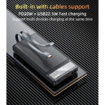 ⁦YP55 10000mAh PD20W+USB22.5W شحن سريع مؤشر حالة الطاقة الشفاف مع باور بنك الطاقة⁩ - الصورة ⁦5⁩