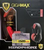 ⁦سماعة رأس GM-1520 USB مصنوعة من الجلد بتصميم مريح فوق الأذن من جيجاماكس، أسود وأحمر⁩ - الصورة ⁦7⁩