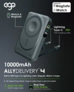 ⁦باور بانك ويرلس أصلي EGO-AD4 10000MAH ACC شحن 4 أجهزة في نفس الوقت مغناطيس النيوديميوم N54، قوة مغناطيسية فائقة القوة .⁩ - الصورة ⁦5⁩