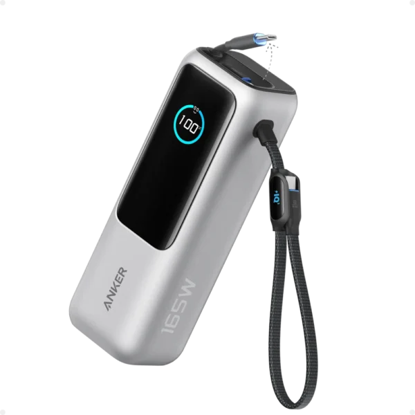 شاحن باور بانك  Anker Zolo A1695H11 (25 ألف مللي امبير 165 واط، USB نوع C مدمج وكابل قابل للسحب) شاحن محمول عالي السرعة 1 USB-C، 1 USB نوع A.