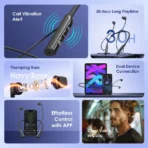 ⁦سماعة أذن لاسلكية oraimo Necklace Lite مزدوجة  OEB-311 بتصميم شريط حول الرقبة بصوت جهوري عميق ووقت تشغيل 30 ساعة وشحن واستجابة في اسرع وقت ممكن ، تقنية اي ان سي، شريط رقبة مريح ومقاومة للعرق .⁩ - الصورة ⁦5⁩