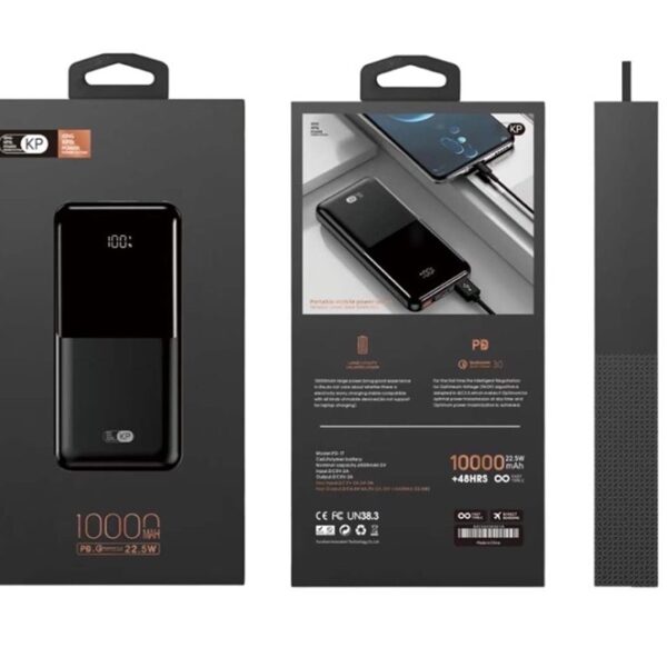 باور بنك PD 17 COVO بسعة 10000 مللي أمبير/ساعة - شحن سريع بقوة 22.5 وات، شاشة LCD، مدخل/مخرج من النوع C، بطارية بوليمر