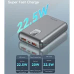 ⁦باور بانك سلكي يسيدو YP47 بمنفذين USB-A بقوة 22.5 وات + منفذ PD Type-C بقوة 20 وات، 20000 مللي امبير ، 3 منفذ - رمادي⁩ - الصورة ⁦3⁩