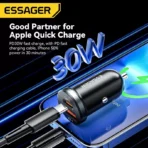 ⁦ESSAGER ES-CC12 السلسلة 30W نوع C منفذ شحن السيارة USB A⁩ - الصورة ⁦3⁩