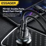 ⁦ESSAGER ES-CC12 السلسلة 30W نوع C منفذ شحن السيارة USB A⁩ - الصورة ⁦4⁩