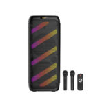 مضخم صوت زيرو ببطارية مدمجة مجهز بتقنية بلوتوث ومنفذ بطاقة ذاكرة ومنفذ USB ومنفذ ميكروفون وميكروفون ونموذج إضاءة ار جي بي- ZR-1030S، لون أسود .