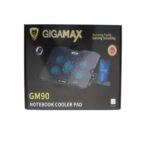 ⁦قاعدة تبريد لاب توب لوحية بـ 5 مراوح مع حامل موبايل (1×120 ملم 4×80 ملم) بتصميم مروحة صامتة ومنفذ طاقة USB وجيجاماكس GM90 .⁩ - الصورة ⁦2⁩