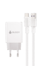 شاحن منزلي BUDDY H4 بتقنية الشحن السريع QC3.0 بقدرة 18 واط + 3 أمبير، من النوع C .