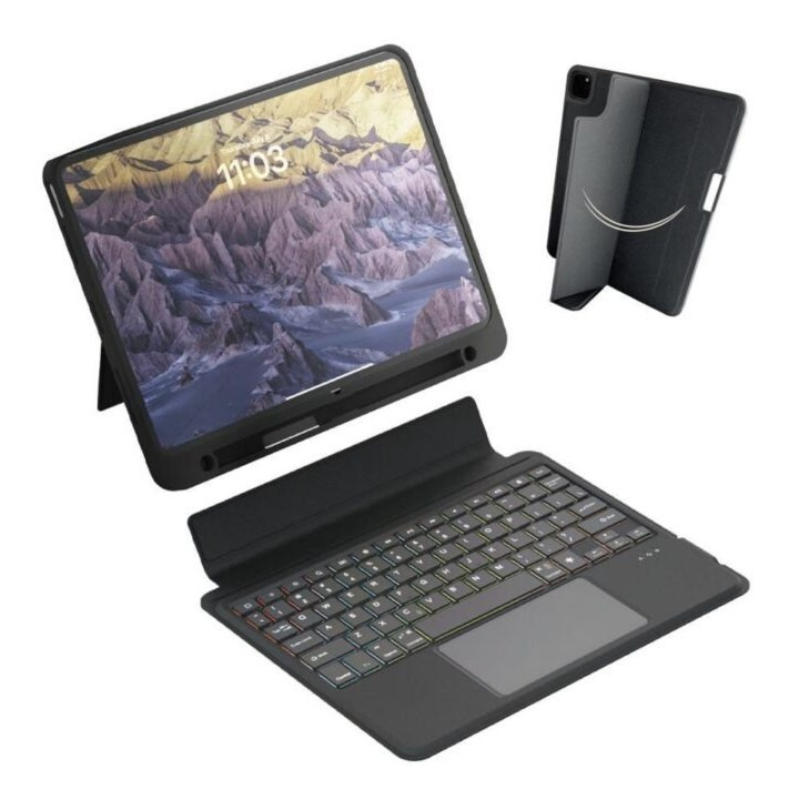 ⁦مجموعة غطاء ولوحة مفاتيح مغناطيسية من Piblue لجهاز Apple iPad 11 (2022) .⁩ - الصورة ⁦2⁩