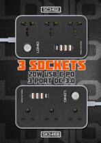 ⁦لدنيو شاحن و مشترك كهربائي LDNIO SC3412 PD بتقنية الشحن السريع 20واط مع 3 منافذ كهرباء و3 منافذ USB 3.0 بميزة الشحن السريع .⁩ - الصورة ⁦4⁩