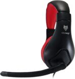 ⁦سماعة رأس GM-1520 USB مصنوعة من الجلد بتصميم مريح فوق الأذن من جيجاماكس، أسود وأحمر⁩ - الصورة ⁦3⁩