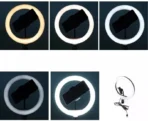 ⁦رينج لايت ring light m33 مع الحاملإضاءة احترافية مع رينج لايت M33 المخصص لتصوير الفيديوهات والبث المباشر، مزود بترايبود قابل للتعديل وحامل موبايل ثابت، مع أوضاع إضاءة متعددة وتعتيم تدريجي يمنحك تحكم كامل في الألوان والسطوع. مثالي لصناع المحتوى على تيك توك، فيسبوك، ويوتيوب، وكذلك لجلسات المكياج والتصوير المنزلي. .⁩ - الصورة ⁦3⁩