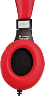 ⁦سماعة رأس GM-1520 USB مصنوعة من الجلد بتصميم مريح فوق الأذن من جيجاماكس، أسود وأحمر⁩ - الصورة ⁦7⁩